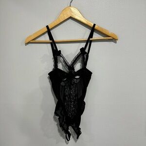 NWOT Black Chemise with Elegant Lace Details